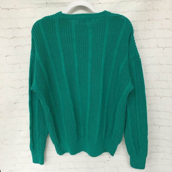 Vintage 90s Men's Sweater Knit American Weekend Teal Green Size XL - Picture 5 of 12